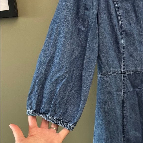 GAP Blue Buttoned Midi Dress with Notched Collar - Picture 4 of 10